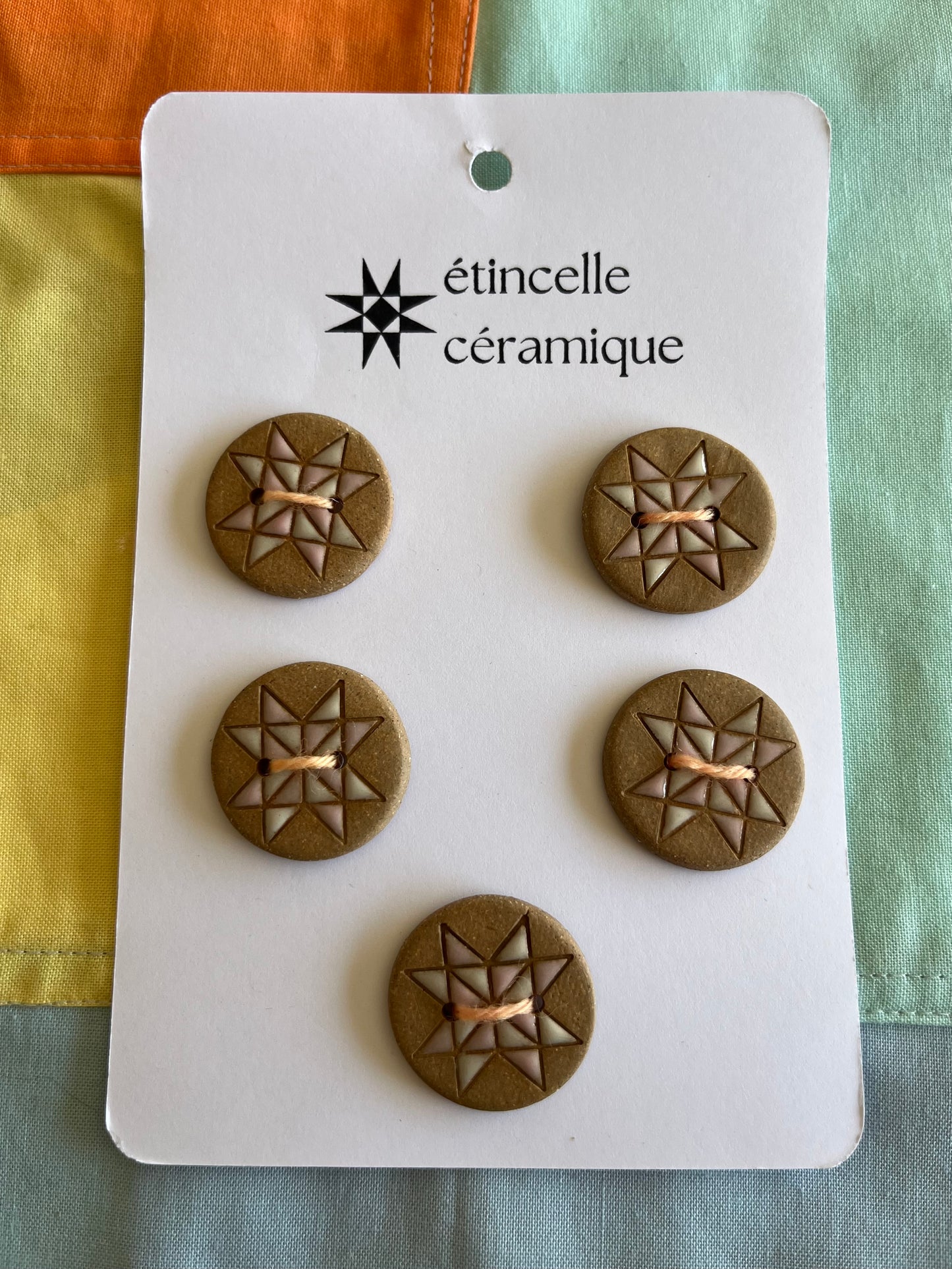 5 quilted buttons - 2.8cm