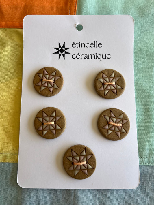 5 quilted buttons - 2.8cm