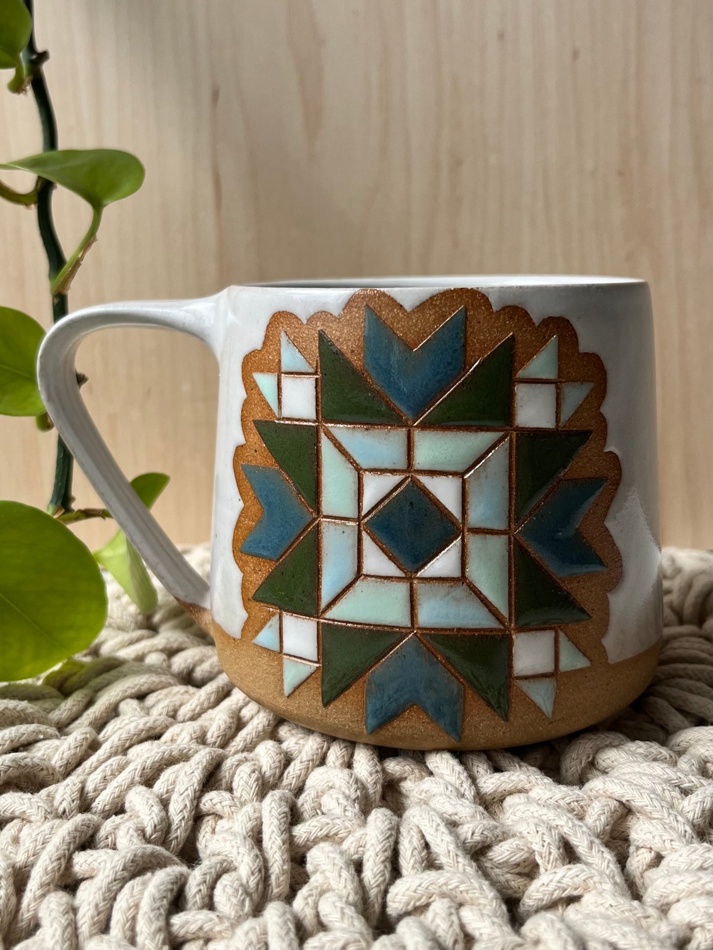 Tall Quilt Star Mug