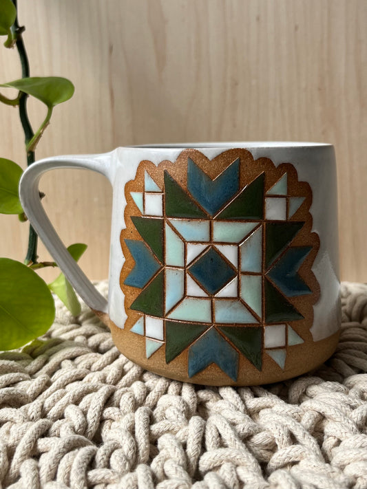 Tall Quilt Star Mug