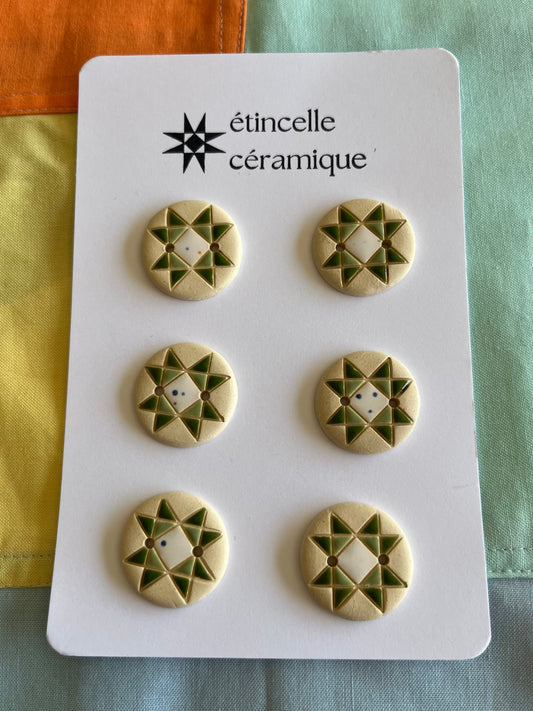 6 quilted buttons - 2.6cm