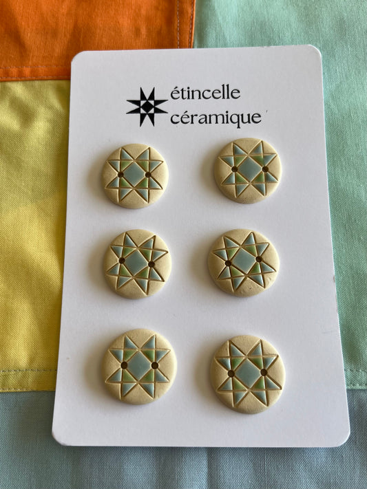 6 quilted buttons - 2.6cm