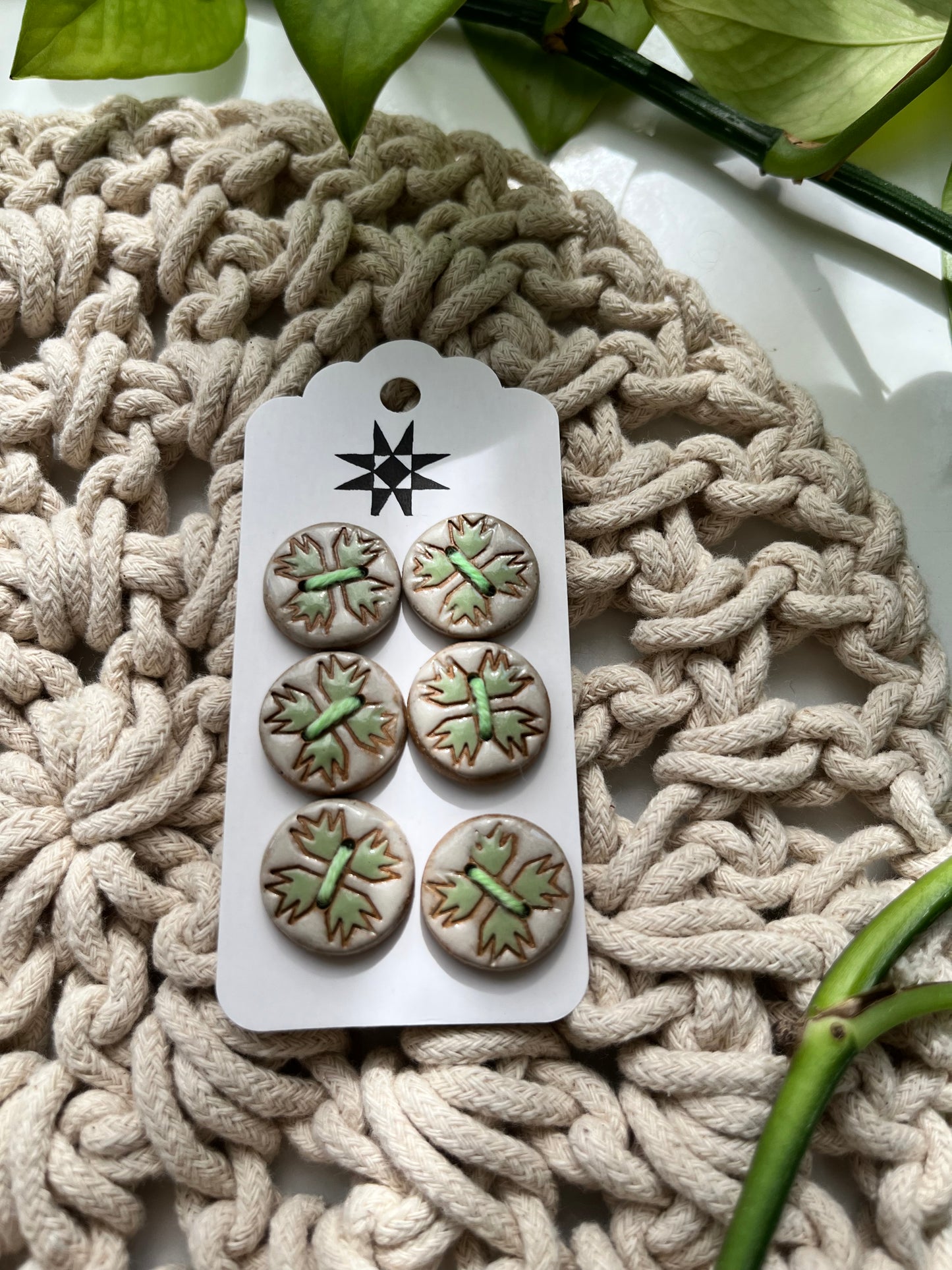 6 quilted buttons - 1.8cm