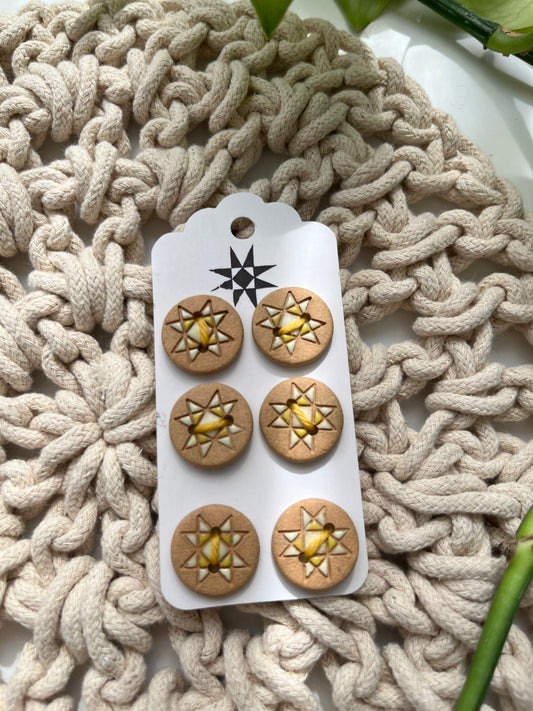 6 quilted buttons - 1.8cm