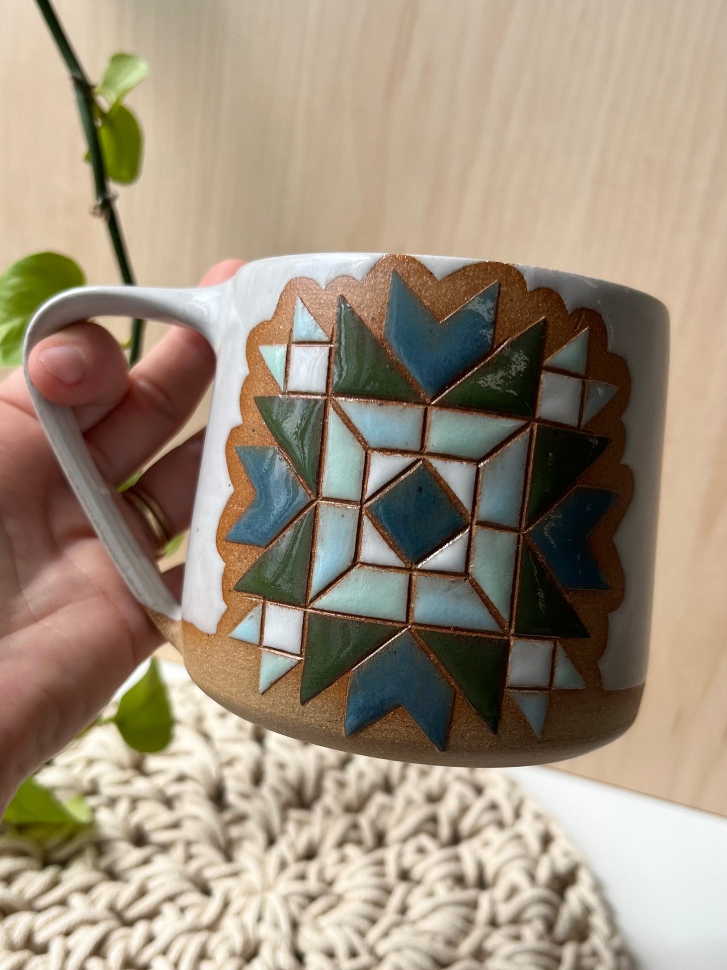 Tall Quilt Star Mug