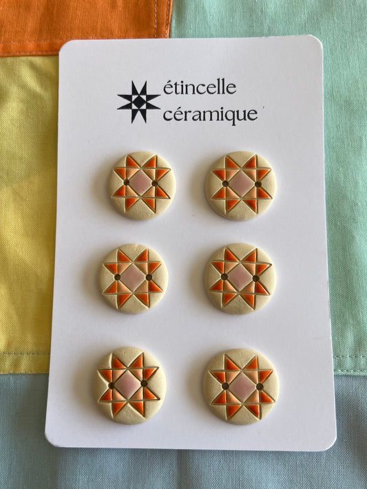 6 quilted buttons - 2.6cm