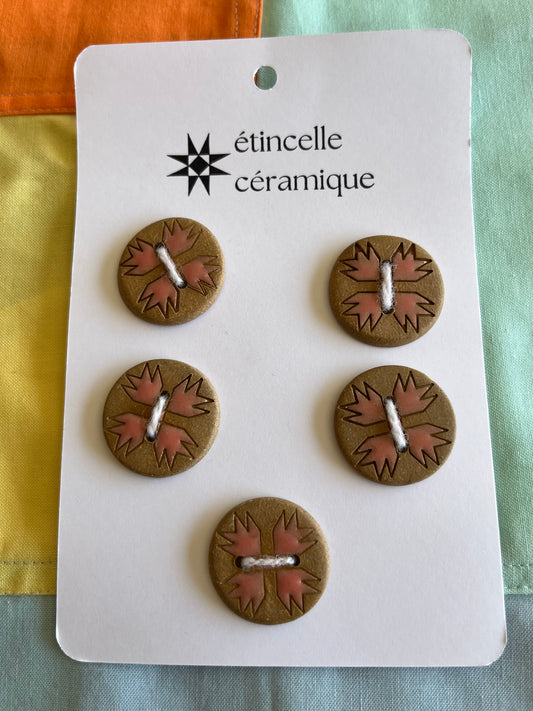 5 quilted buttons - 2.8cm