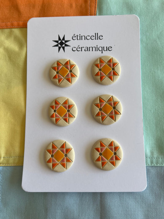 6 quilted buttons - 2.6cm