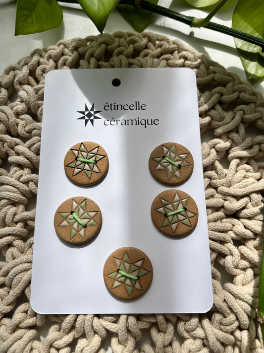 5 quilted buttons - 2.8cm
