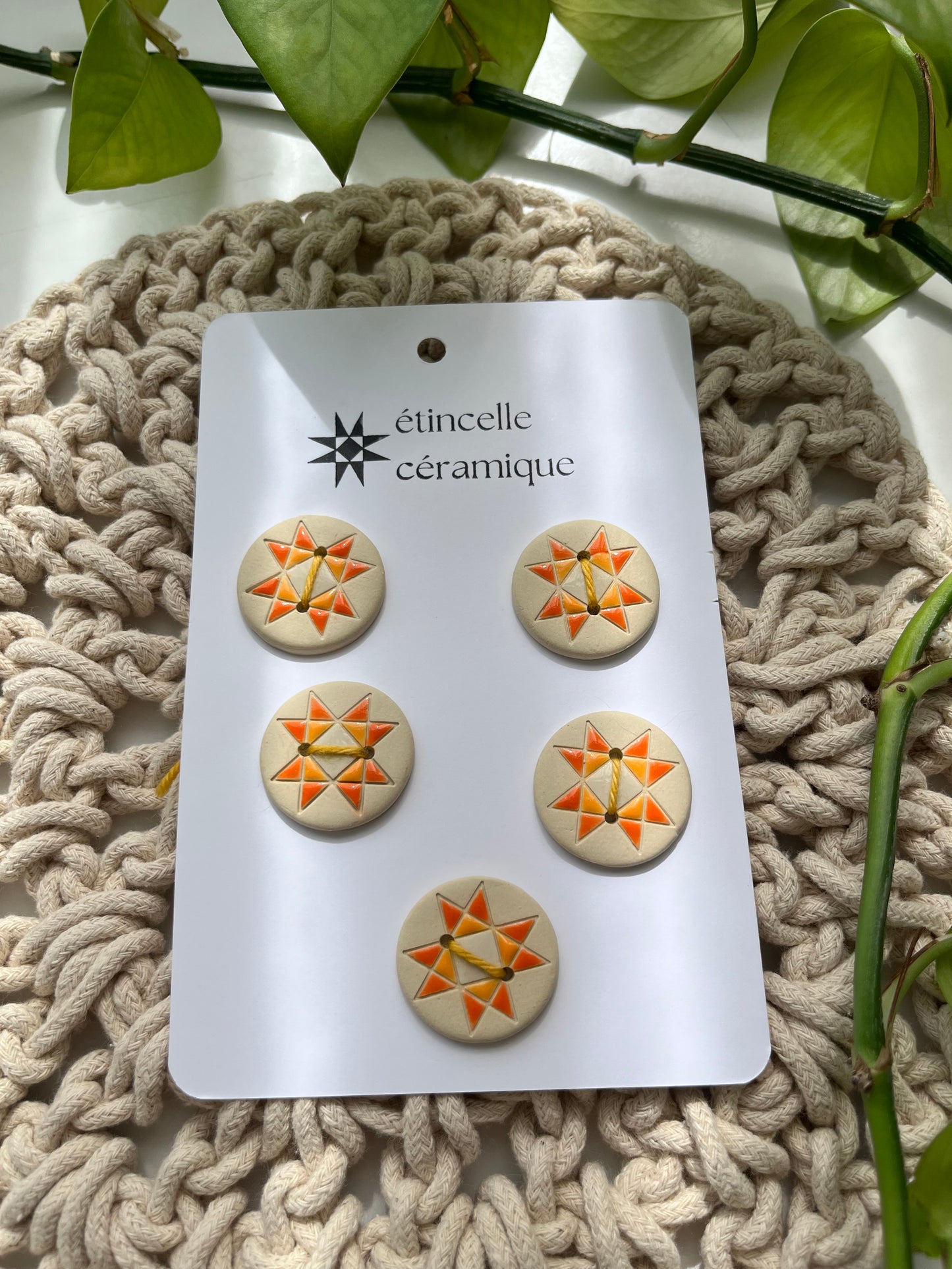 5 quilted buttons - 2.8cm