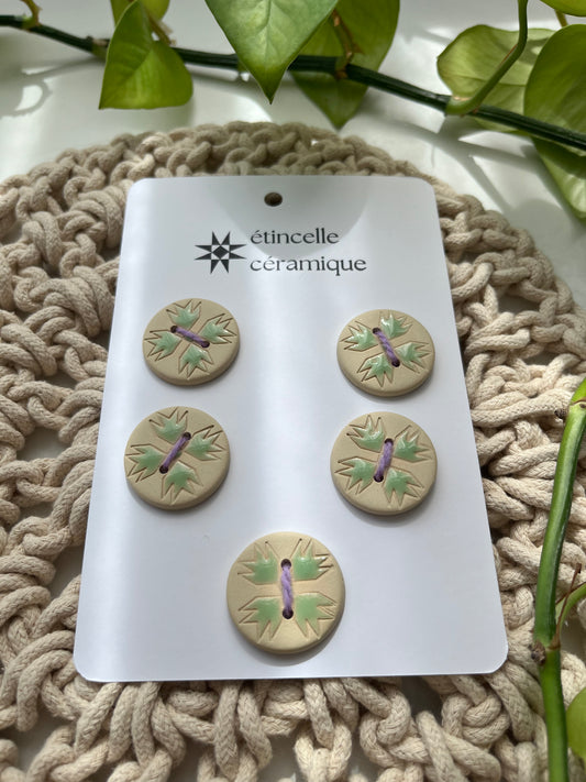5 quilted buttons - 2.8cm