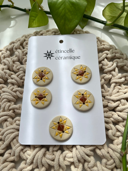 5 quilted buttons - 2.8cm