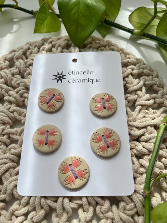 5 quilted buttons - 2.8cm
