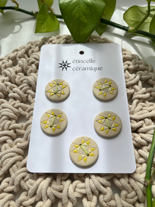 5 quilted buttons - 2.8cm