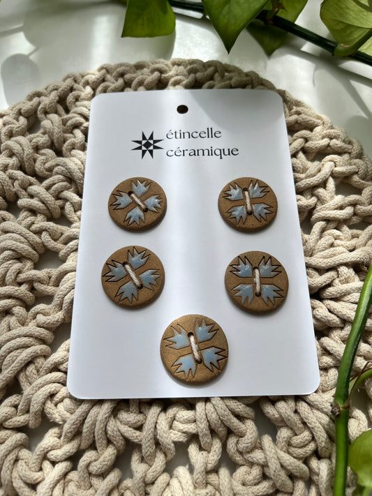 5 quilted buttons - 2.8cm
