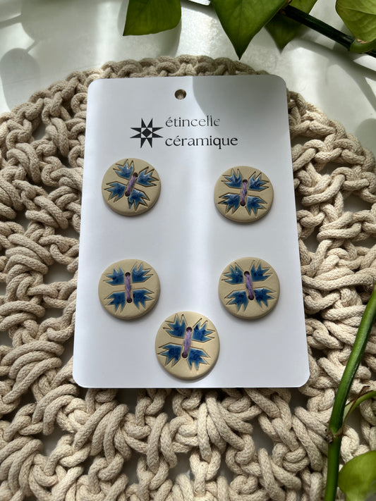 5 quilted buttons - 2.8cm