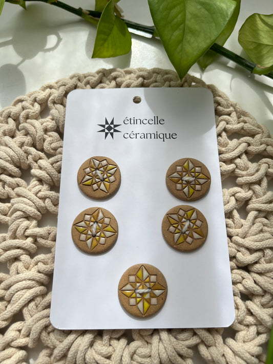 5 quilted buttons - 2.8cm