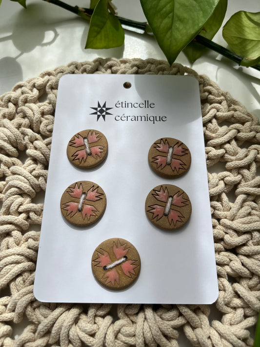 5 quilted buttons - 2.8cm