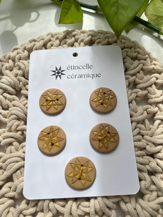 5 quilted buttons - 2.8cm